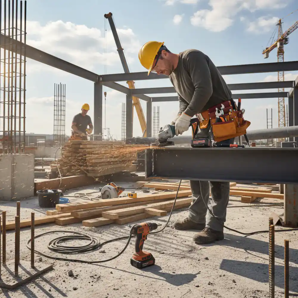 Professionelle Werkzeuge im Einsatz auf der Baustelle